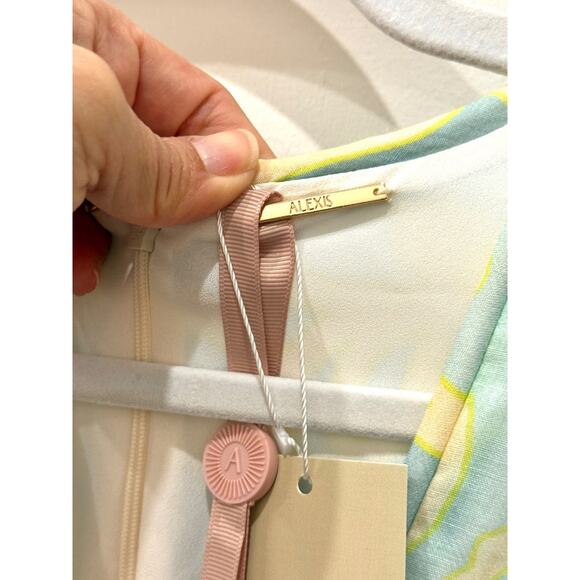 NWT Alexis Vine Print Vilas Tiered Tie Waist Midi Dress Blue Women's Size Small - Picture 5 of 5